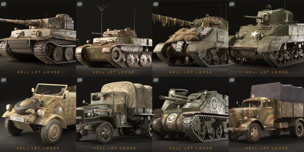 Set of tanks and vehicles for the PC game Hell Let Loose