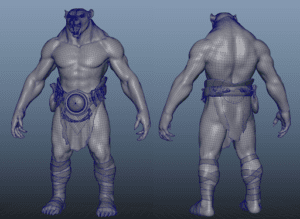 low poly mesh of 3D werebear fantasy character